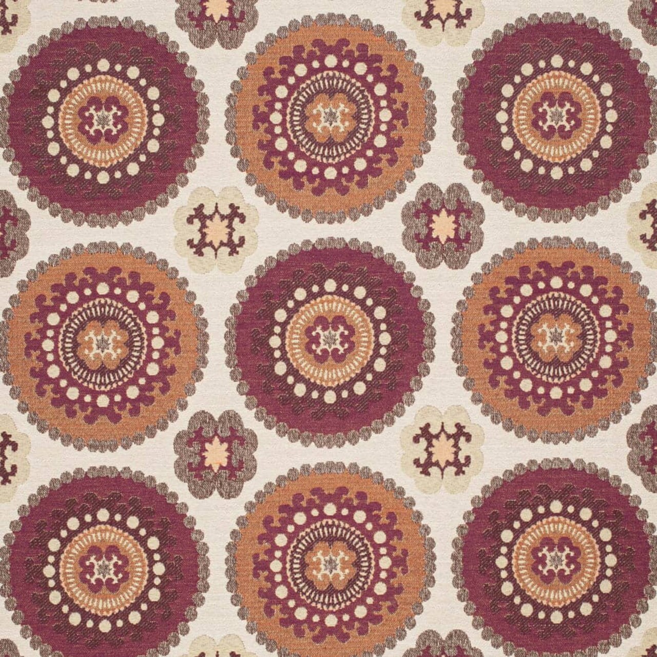 Fiesta - Orange Rust,purple Abstract Geometric,global Upholstery Fabric 54 Inches"